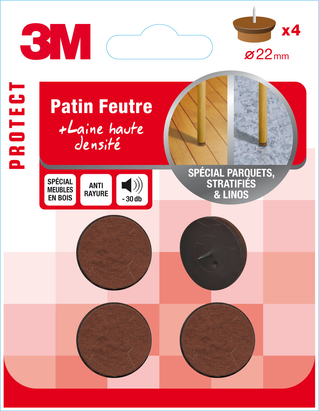 Patin feutre à clouer Ø22mm - 3M